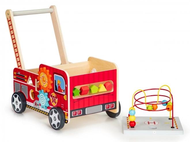 Chariot en bois éducatif avec blocs - Camion de pompier ECOTOYS