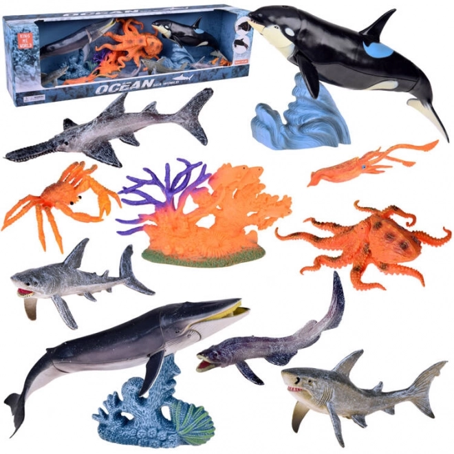 Ensemble de figurines d'animaux marins