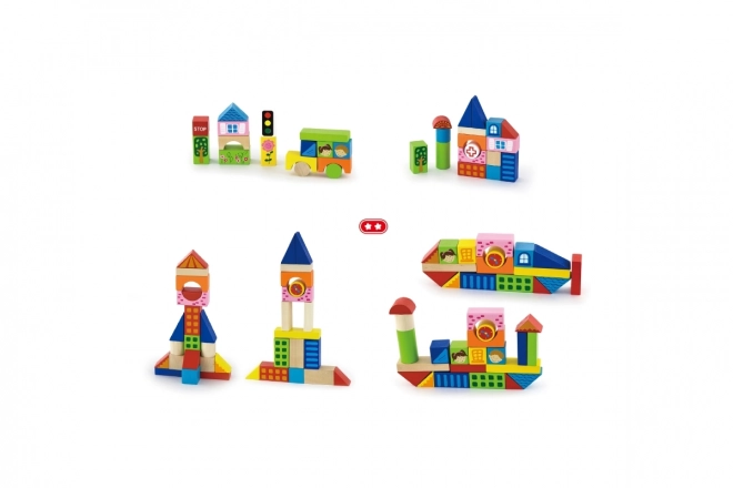 Jeu de construction en bois 75 blocs - ville