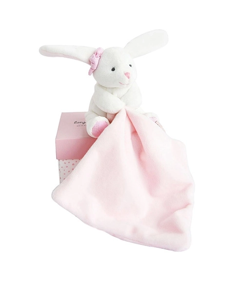Doudou Lapin avec Couverture Câlin Rose Coffret Cadeau