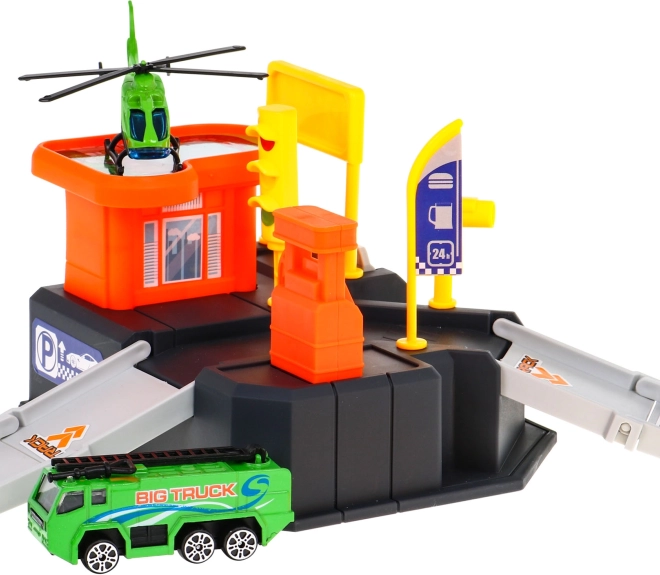 parking pour enfants avec héliport et tapis de jeu 3+