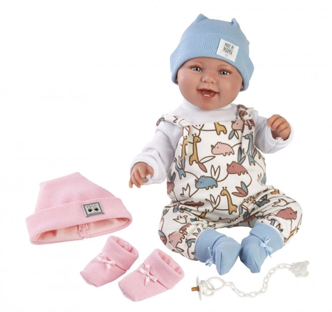 Llorens 84481 NOUVEAU-NÉ 2 en 1 - poupée bébé réaliste avec sons et corps en tissu doux - 44 cm