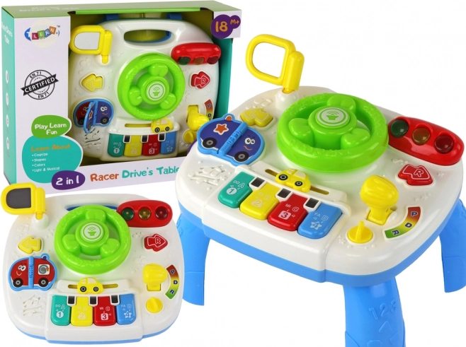 Table éducative interactive 2‑en‑1 avec volant pour tout‑petits