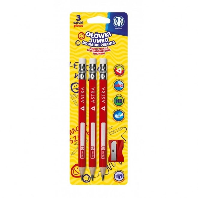 ASTRA Crayons d'entraînement à l'écriture Jumbo 3 pièces