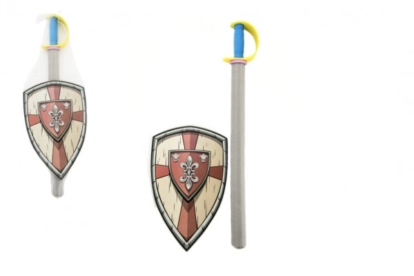 Épée avec bouclier en mousse 75cm dans le filet