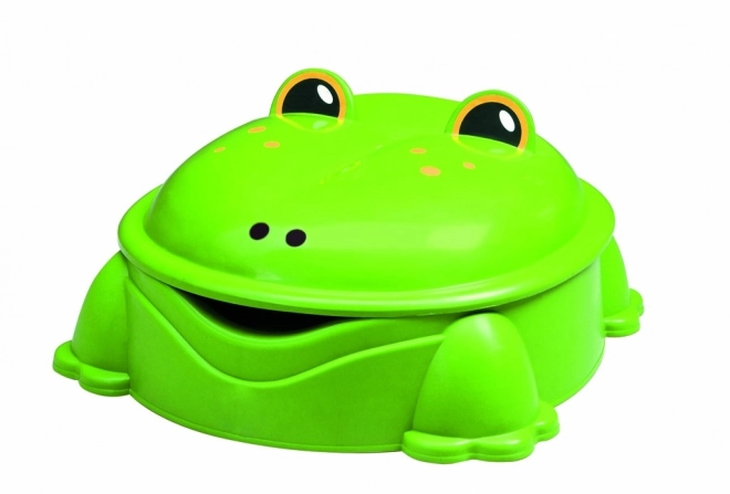 Bac à sable en plastique en forme de grenouille avec couvercle vert