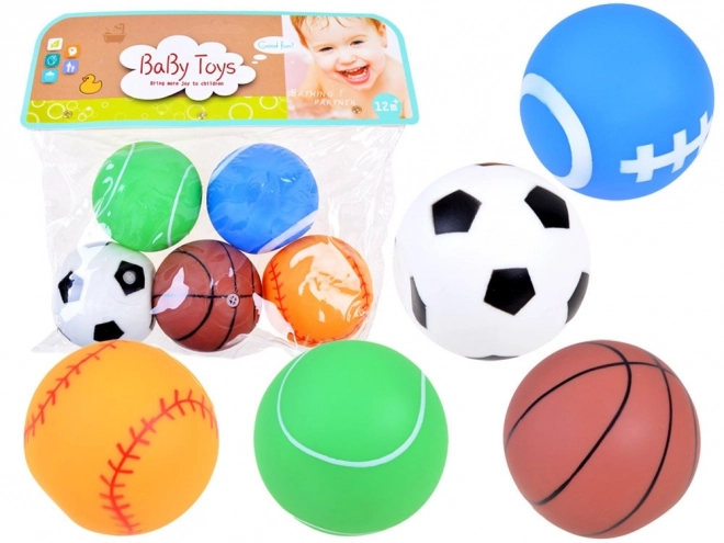 Ensemble de balles en caoutchouc colorées avec sifflets