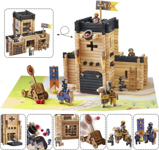 Grand château avec catapulte fonctionnelle