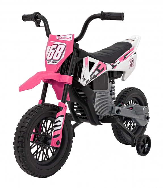 Moto électrique pour enfants rose avec panneau audio et fonction de démarrage libre