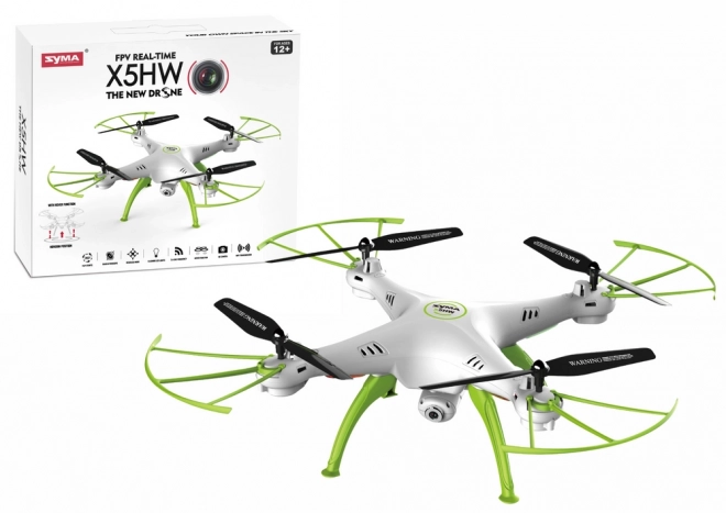 Drone télécommandé vert et blanc
