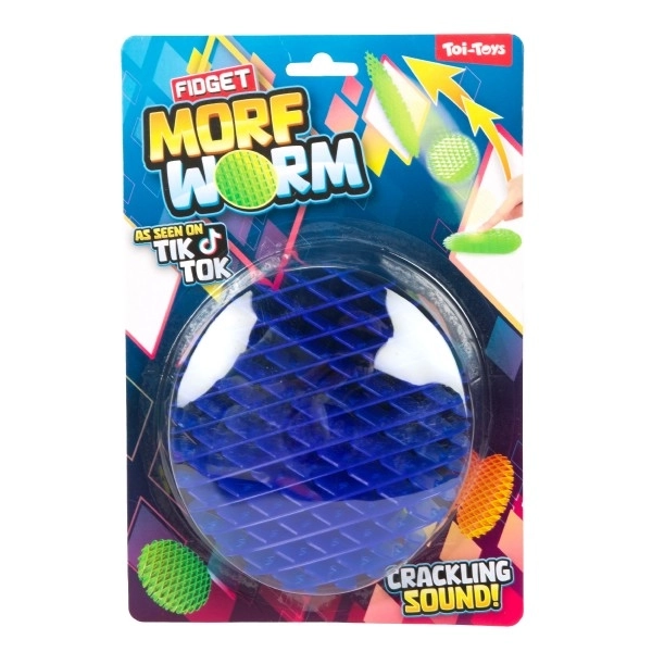 Ver de gadget changeant de forme anti-stress plastique 13cm 6 couleurs sur carte