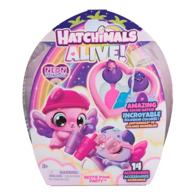 Animaux Hatchimals à la fête de la piscine