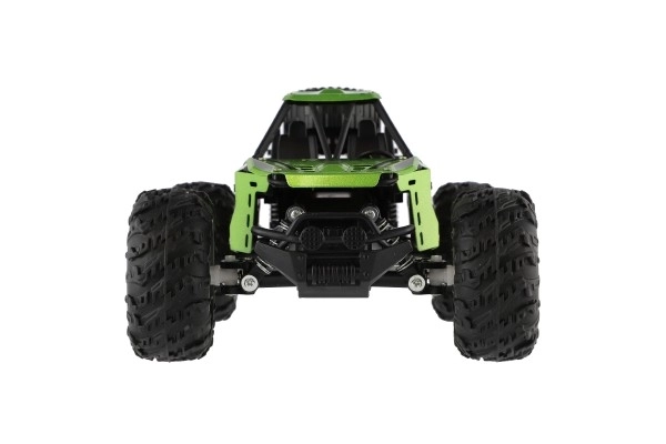 Buggy RC tout-terrain vert 22cm en plastique 2,4GHz à batterie + pack rechargeable en boîte 32x16x18cm