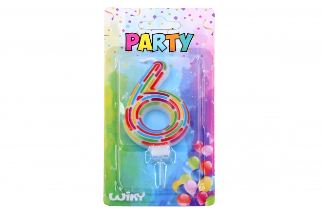 Bougie de fête numéro 6 Rayures