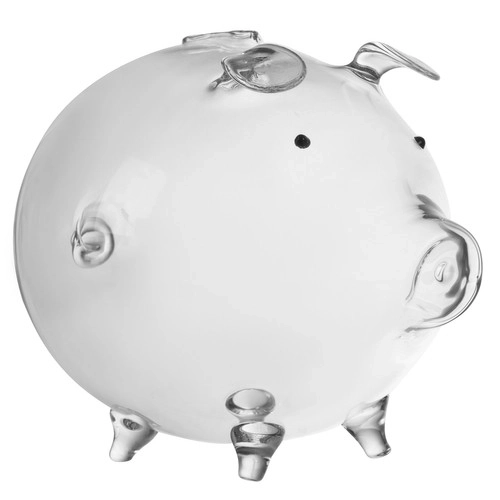 Tirelire en verre transparent en forme de cochon Ruhhy