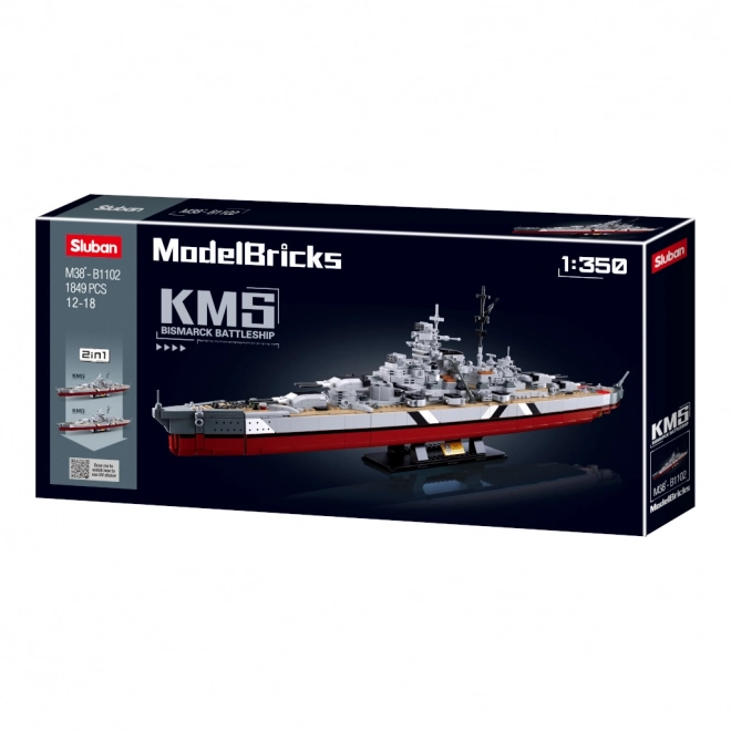 Sluban ModelBricks M38-B1102 Bateau de guerre Bismarck 2v1