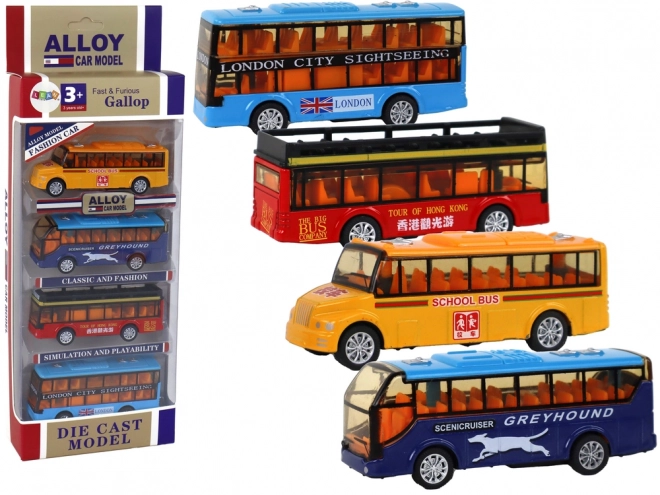 Ensemble de bus colorés Système fractionné 4 éléments