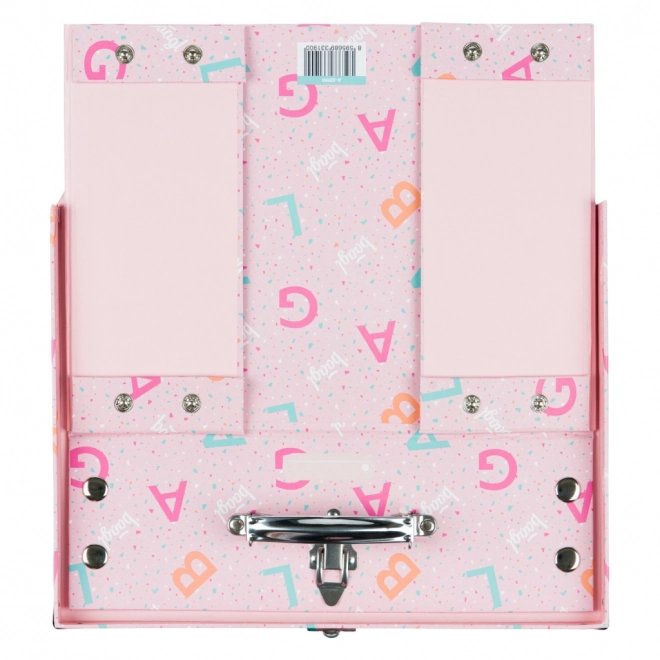 BAAGL Valise pliante scolaire Logo - rose avec garniture en métal
