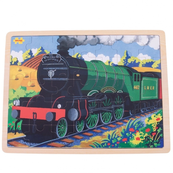Bigjigs Toys Puzzle en bois train historique Flying Scotsman 35 pièces