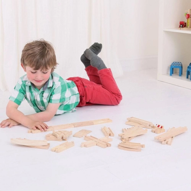 Bigjigs Rail Ensemble de rails en bois 25 pièces