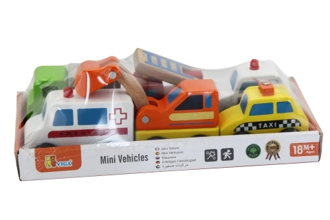 Set de petites voitures en bois