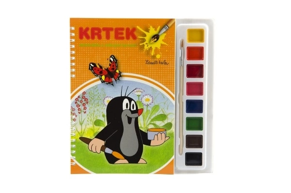 Livre à colorier Krtek avec aquarelles et pinceau