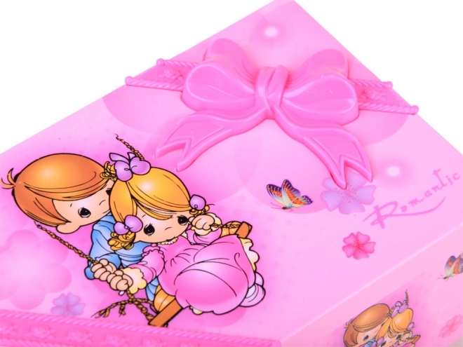 Boîte à bijoux rose avec boîte à musique pour petites filles