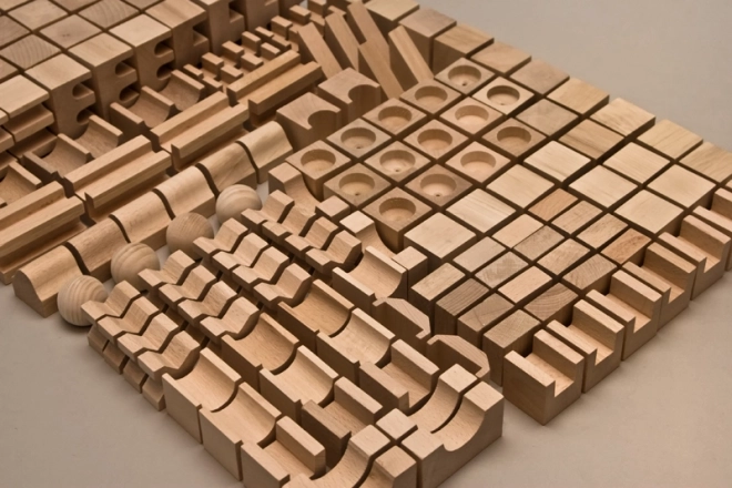EkoToys Blocs de bois naturels 220 pcs XL