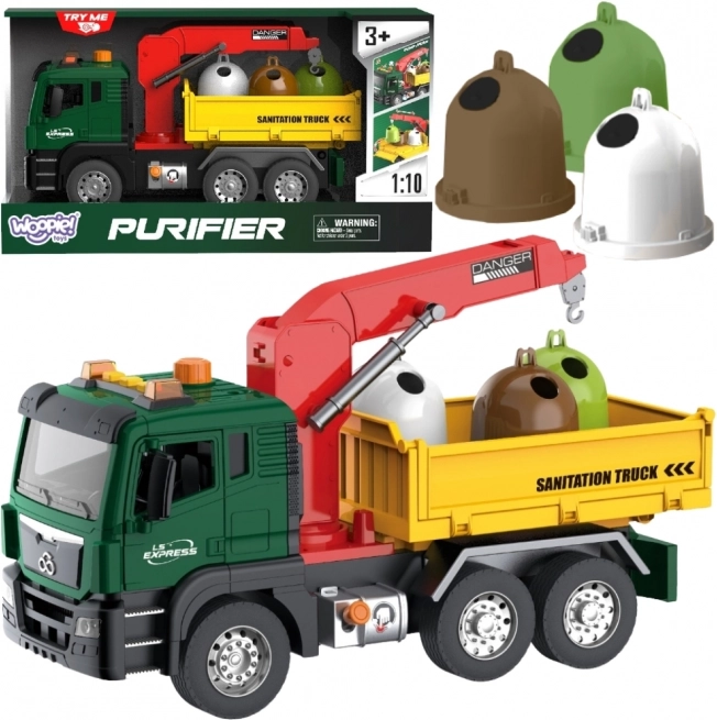 Camion-benne de Woopie avec grue pour le tri des déchets - échelle 1:10