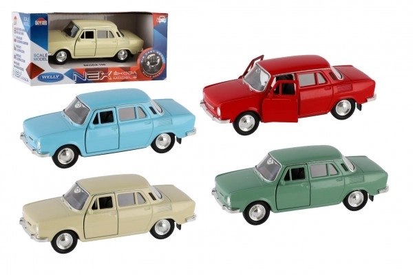 Voiture Welly Škoda 100 métal/plast 11cm 1:34 marche libre option 4 couleurs 15x7x7cm