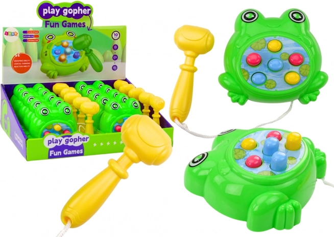 Mini-jeu Grenouille Wac‑a‑Mole avec marteau à cordelette – vert