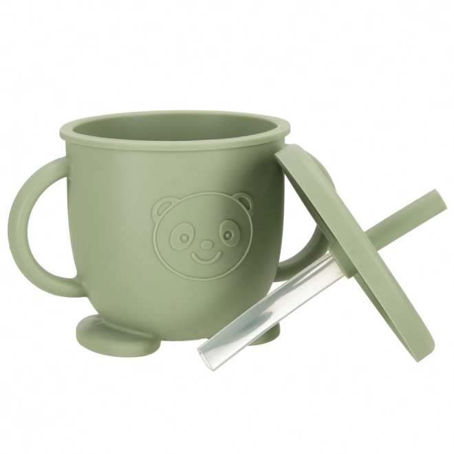 Ensemble vaisselle en silicone pour enfants avec motif hibou en vert militaire