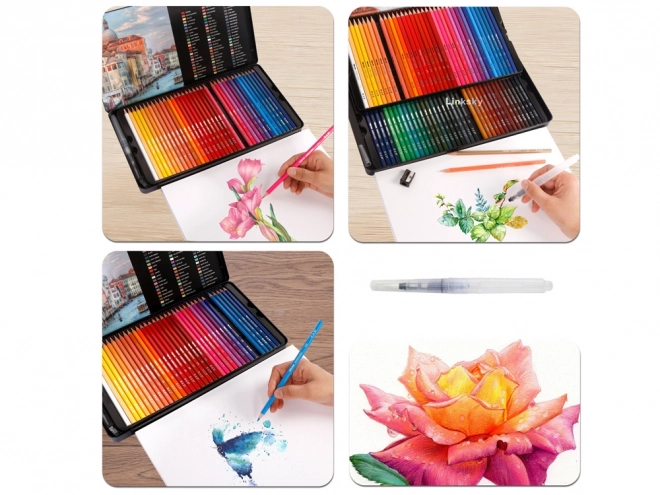 Ensemble de crayons aquarelle 72 couleurs dans un boîtier en métal