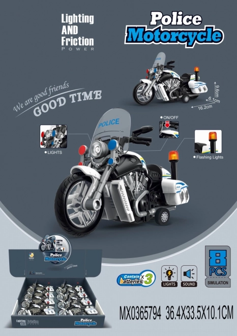 Moto de police avec lumières et sons
