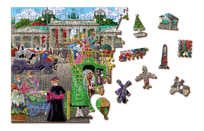 Puzzle en bois avec figurines - Place parisienne à Berlin