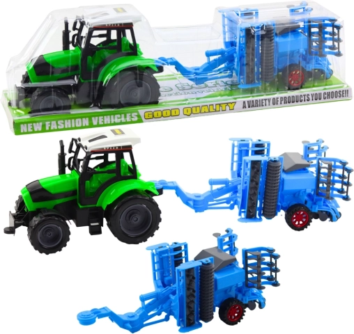 Grand set tracteur avec herse à disques – herse mobile
