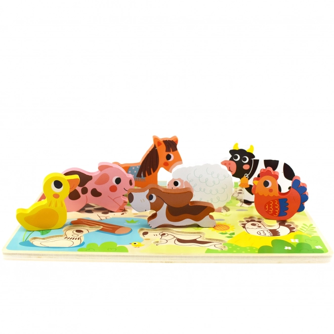 Puzzle Montessori en bois animaux de la ferme