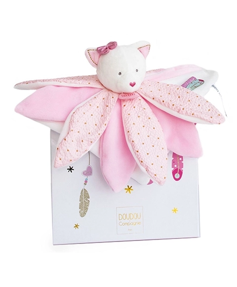 Coffret cadeau - peluche chat rose 26 cm