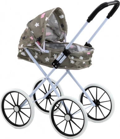 Poussette pour poupées étoiles et nuages gris