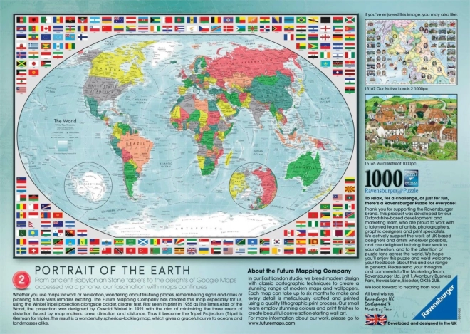 Puzzle carte du monde colorée 1000 pièces