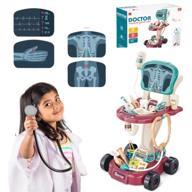 Trousse de médecin avec ECG sur roulettes