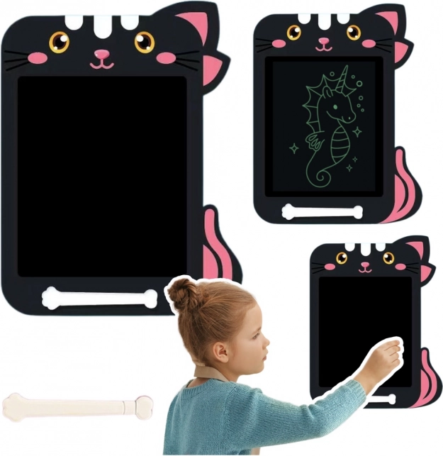 Tablette LCD magique pour enfants motif chat - noir