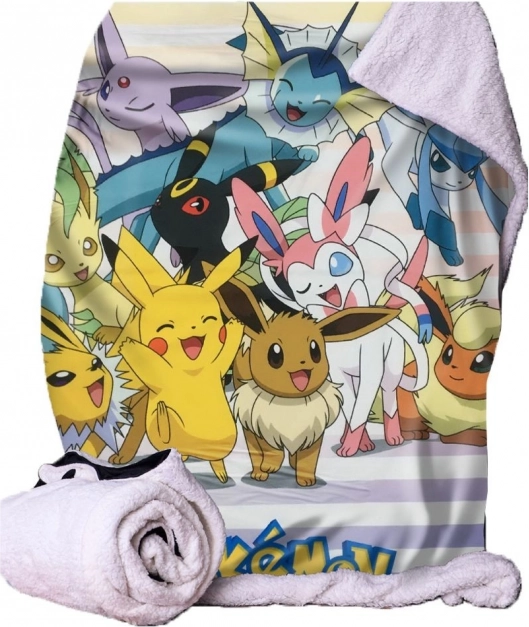 Plaid avec motif Pokémon Évoli 100x150 cm