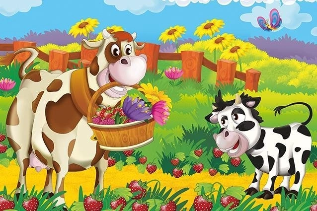 Puzzle en bois Vache avec Fleurs 25 pièces