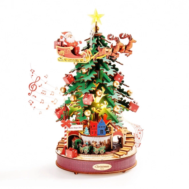 RoboTime 3D puzzle en bois boîte à musique Sapin de Noël