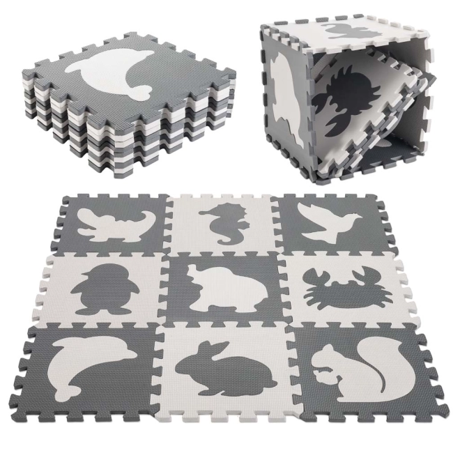 Puzzle en mousse contrastée avec animaux - 9 pièces