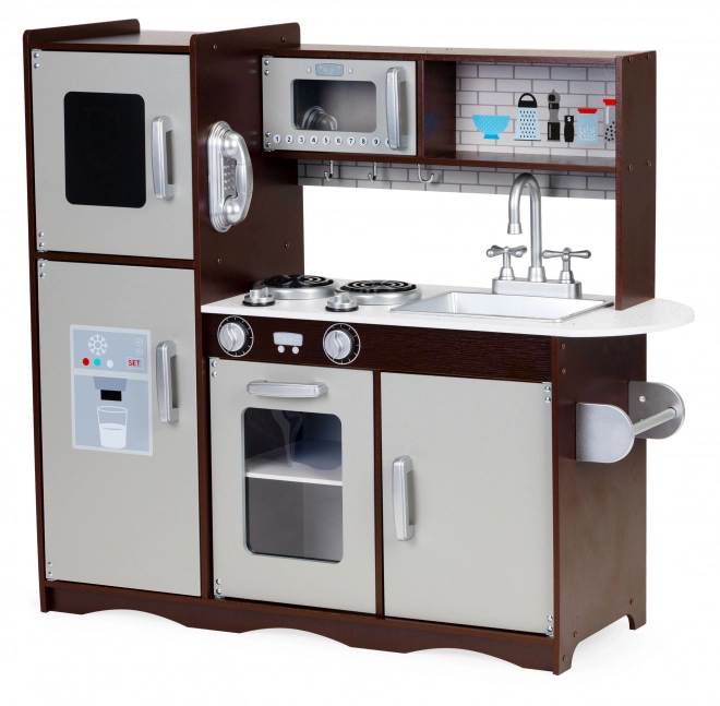 Grande cuisine en bois pour enfants avec réfrigérateur et armoires par ECOTOYS
