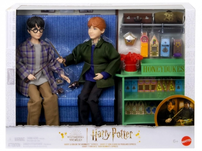 Harry Potter et Ron Weasley dans le train de Poudlard - ensemble de poupées