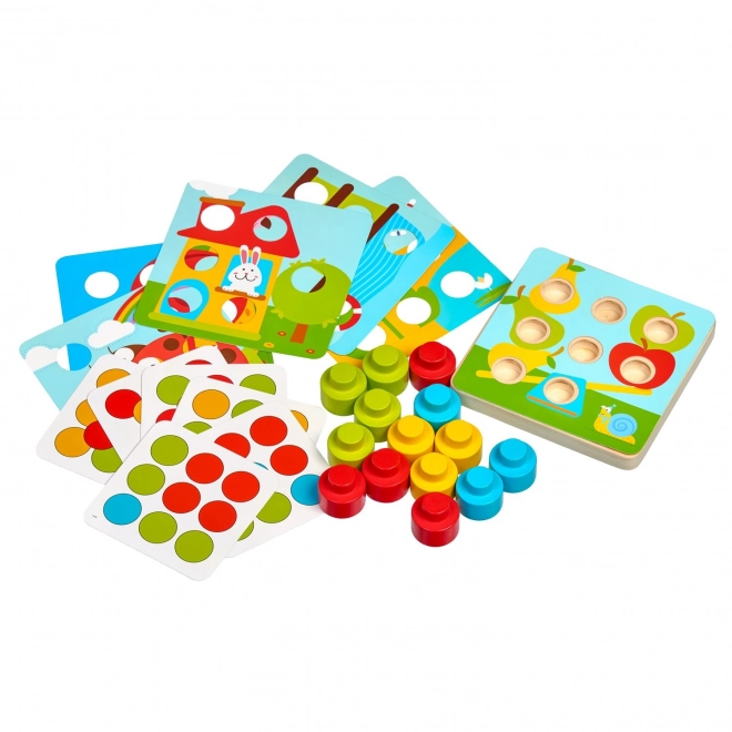 Mosaïque colorée Lucy & Leo - jeu en bois avec de gros picots et modèles