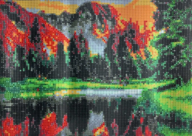 Kit de peinture au diamant - coucher de soleil sur le lac